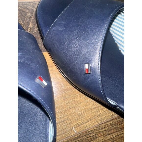Tommy Hilfiger Navy Blue Marie Leather Sandals Size 10 - Picture 12 of 12